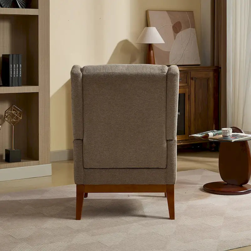 Moderner Ohrensessel mit Akzenten aus taupefarbenem Polyester