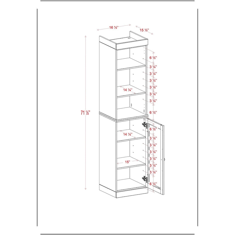 Badezimmerschrank aus 100 % Massivholz, 42 cm breit, mit Klarglastüren und verstellbaren Einlegeböden