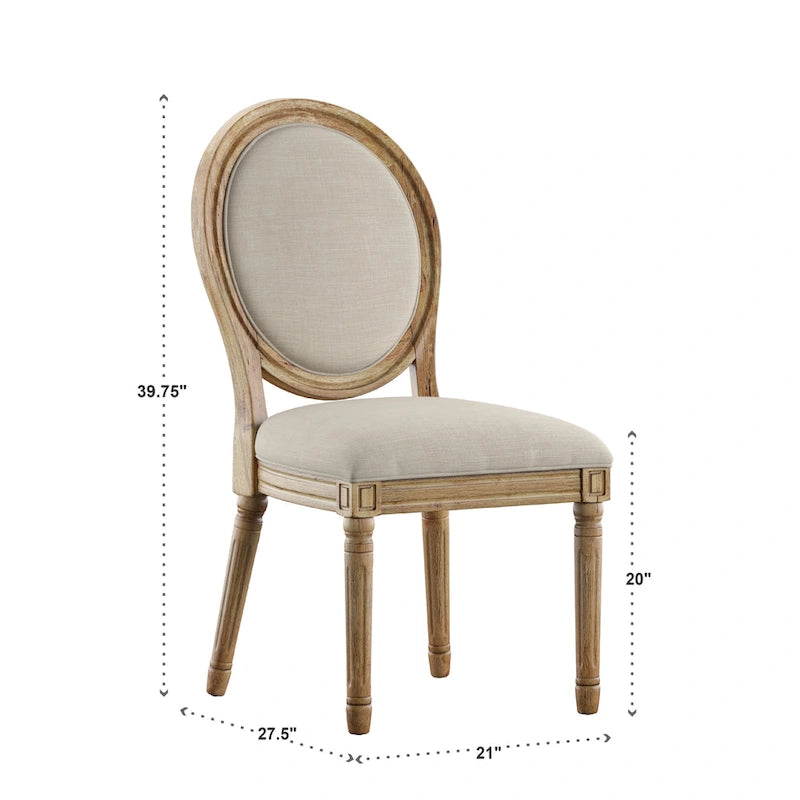 Esszimmerstühle mit runder Rückenlehne aus Leinen und Holz (2er-Set) – Beige, Grau oder Dunkelgrau
