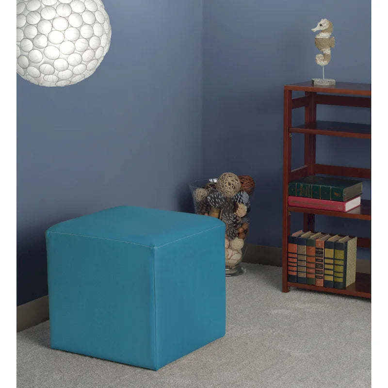 15" quadratischer Plüsch-Ottoman aus schwarzem Vinyl