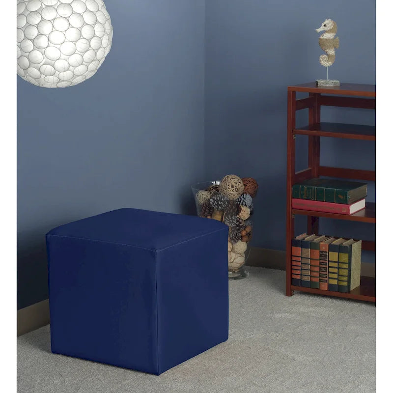 15" quadratischer Plüsch-Ottoman aus schwarzem Vinyl