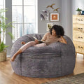 Sitzsack Modern Glam Kunstfell - Braun/Schneeweiß