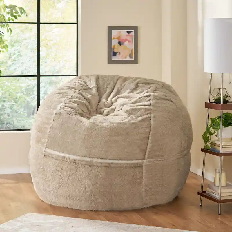 Sitzsack Modern Glam Kunstfell - Braun/Schneeweiß