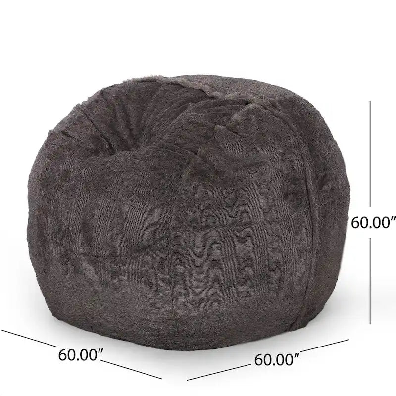 Sitzsack Modern Glam Kunstfell - Braun/Schneeweiß