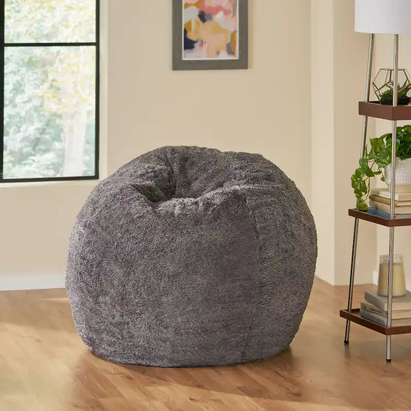 Sitzsack Modern Glam Kunstfell - Braun/Schneeweiß