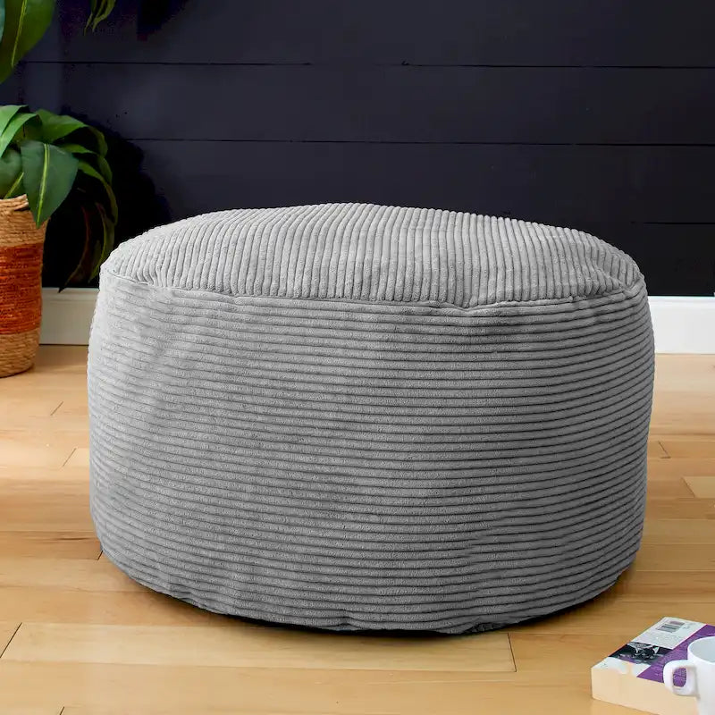 Großer runder Cord-Pouf/Hocker für drinnen – 76 cm