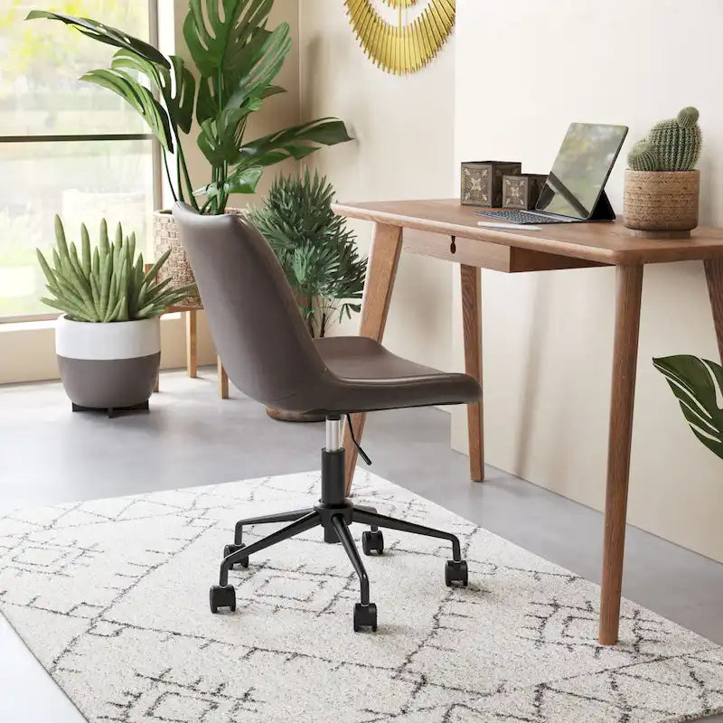 Bürostuhl im Mid-Century Modern Stil aus Vinyl - Braun
