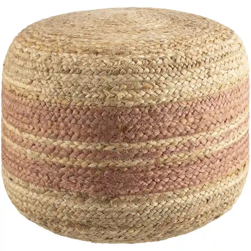 Farmhouse-Streifen-Jute-Pouf – Hellbraun/Weiß oder Braun/Rosa