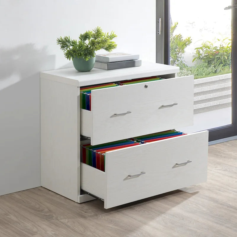 Aktenschrank mit 2 Schubladen, abschließbar, in Holzmaserungsoptik