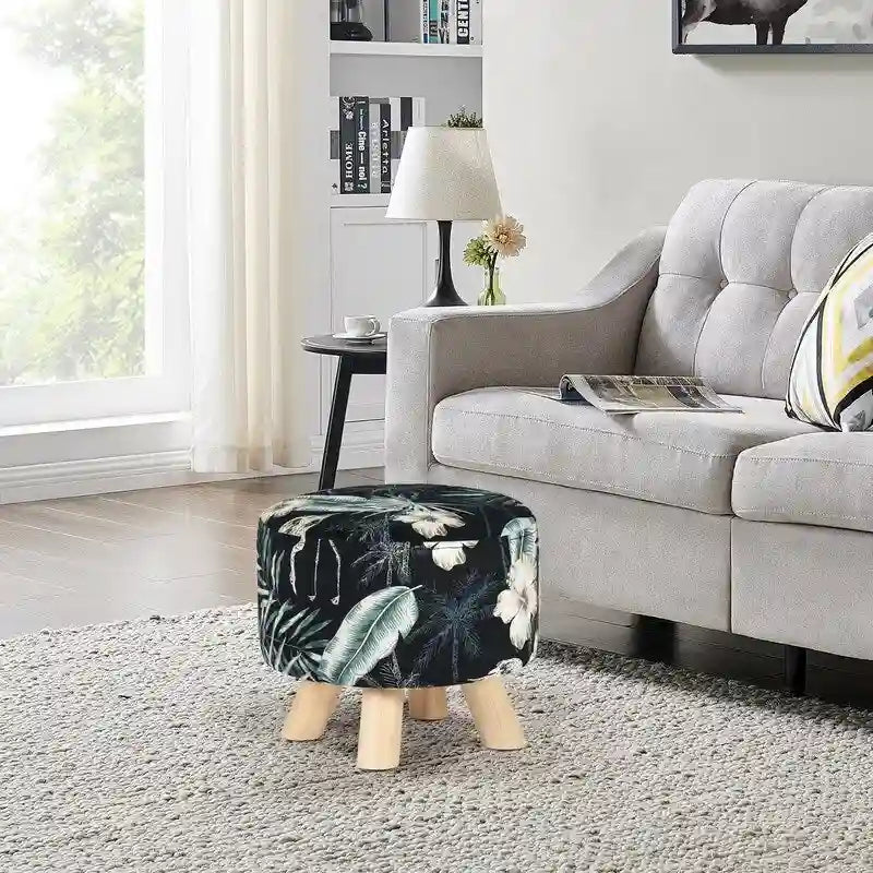 Moderner runder Samt-Ottoman-Fußhocker – 29,5 cm
