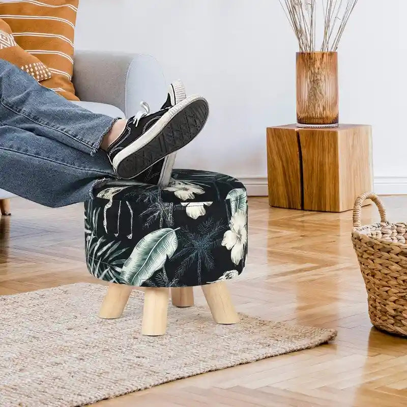 Moderner runder Samt-Ottoman-Fußhocker – 29,5 cm
