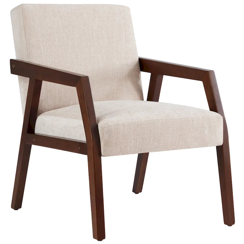Mid-Century Modern Akzentsessel – Leinen, Braun, Weiß oder Blau