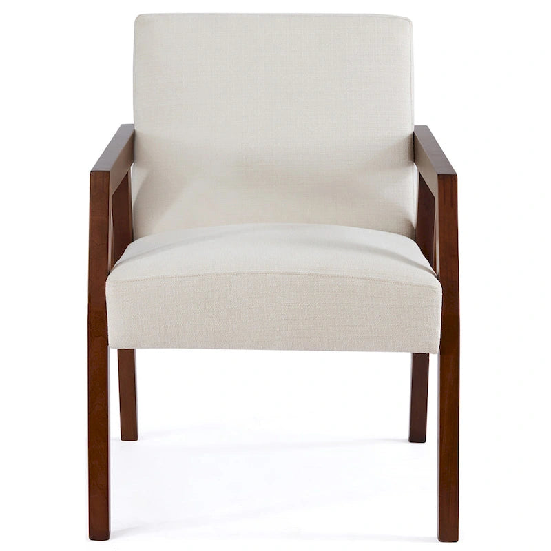 Mid-Century Modern Akzentsessel – Leinen, Braun, Weiß oder Blau