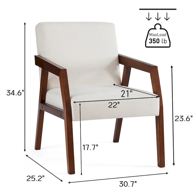Mid-Century Modern Akzentsessel – Leinen, Braun, Weiß oder Blau
