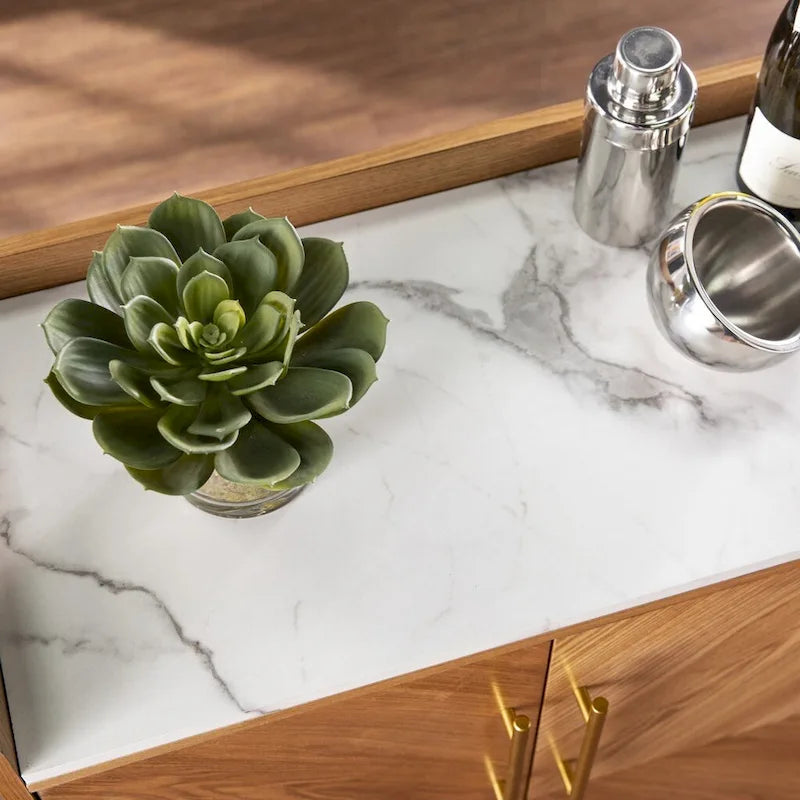 Retro Bar- und Weinschrank in Gold und Kunstmarmor