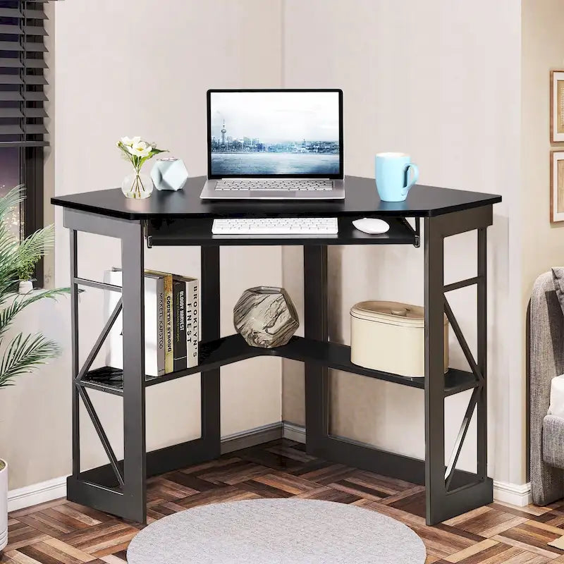 Eckschreibtisch mit Tastaturauszug – Computer-Tisch für Arbeitszimmer und Home-Office
