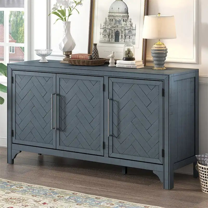 Holz-Aufbewahrungsschrank Sideboard mit verstellbaren Regalböden und 3 Türen