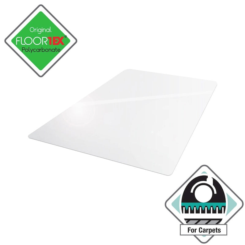 Rechteckige Bodenschutzmatte aus Polycarbonat für kurzflorige Teppiche – 120 x 150 cm