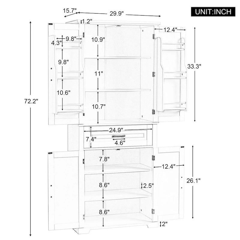 Badezimmerschrank mit Türen, Schublade und verstellbarem Regal
